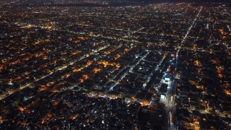 Karachi at night seen from the air